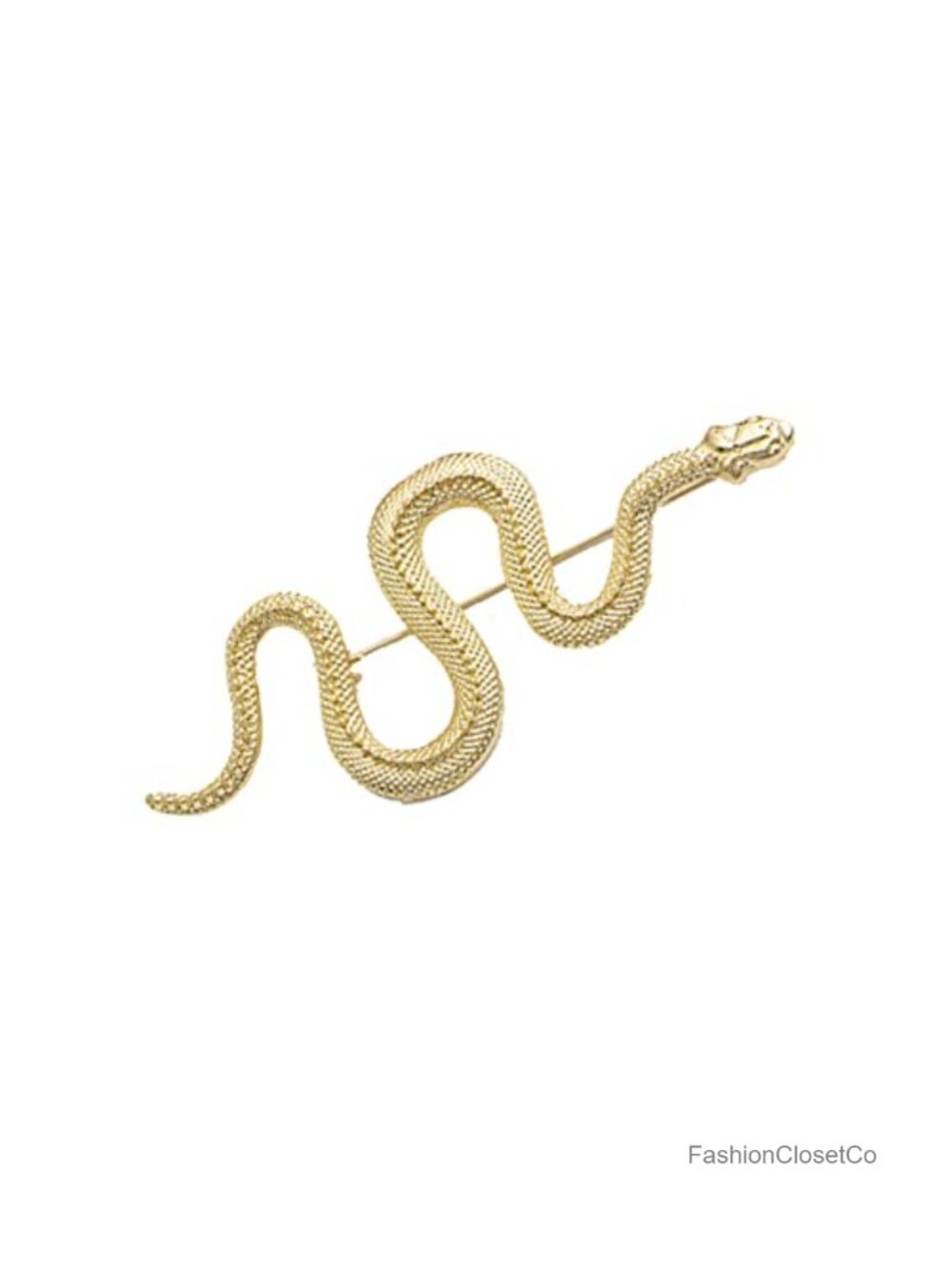 Gold Snake Brooch Chain Lapel Pin Coat Jewelry Accessory